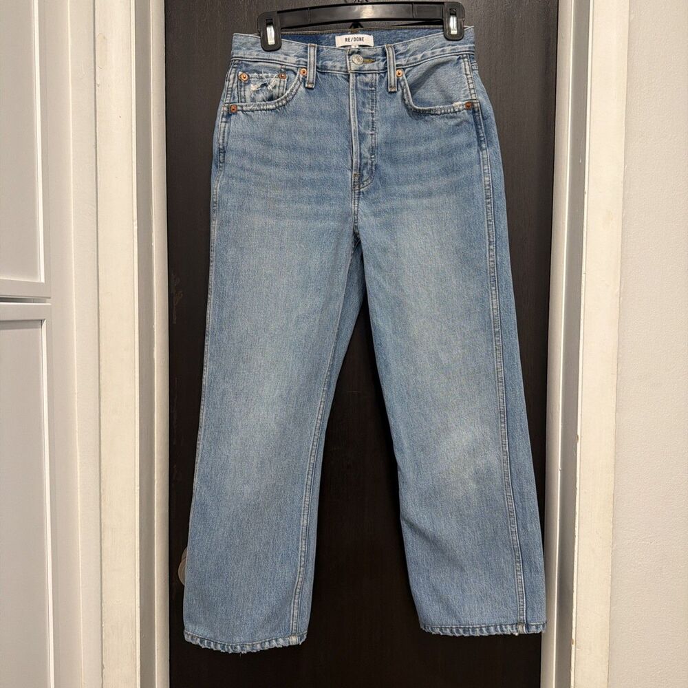 RE/DONE 90s High Rise Loose Jeans 25 Worn Blue Ankle Model-Off-Duty Streetwear